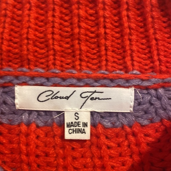 Cloud ten sweater sz small red purple white stripes like new chunk knit sweater - Picture 6 of 15